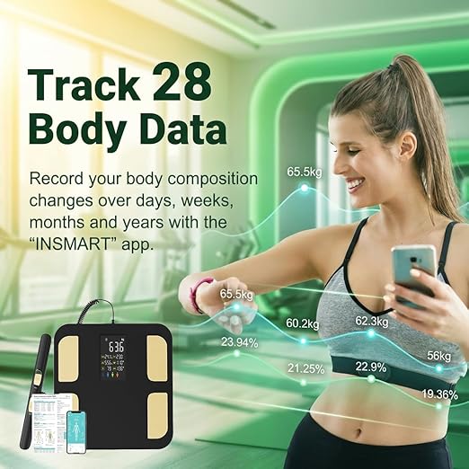 Behnke Pro Max Smart Body Scale with 8 Electrodes – Body Composition Scale with 28 Metrics Weight BMI Body Fat Muscle Mass Visceral Fat BMR Bluetooth App