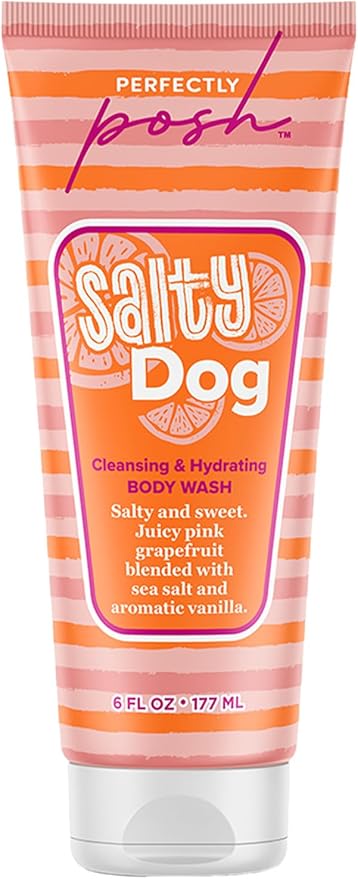 Perfectly Posh - Salty Dog Cleansing &amp Hydrating Body Wash - Aloe Cleanser with Hyaluronic Acid Botanical Extracts &amp Grapefruit Sea Salt Scent - 177ml