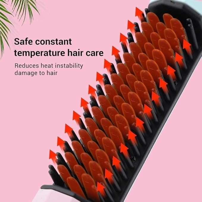 WJREGG 2 in 1 Hair Straightener Brush Professional Hot Comb Straightener for Wigs Hair Curler Straightener Comb Styling Tools