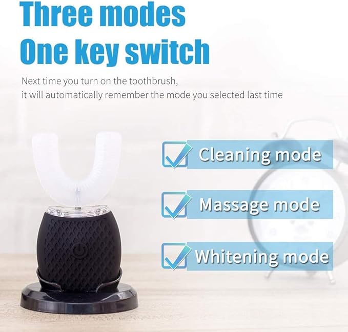 Ultrasonic Toothbrush for Adults Automatic Ultrasonic Toothbrush for Teeth Whitening Rechargeable Electric Ultrasonic Toothbrush for Home and Travel Use 360° Mouth Cleansing (Black)