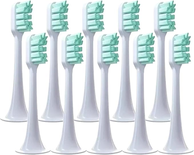 10pcs Replacement Toothbrush Heads Compatible for T300 T500 T700 Teeth Brush(10 Green-Standard)