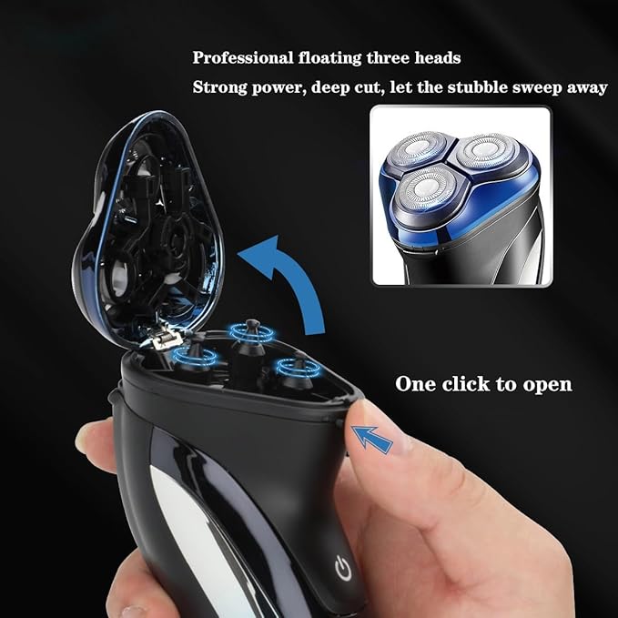 Head Shavers for Bald Men Wet Dry Electric Shaver for Men Rotary Beard Electric Razor Shaving Machine Grooming Kit Rechargeable LCD Display