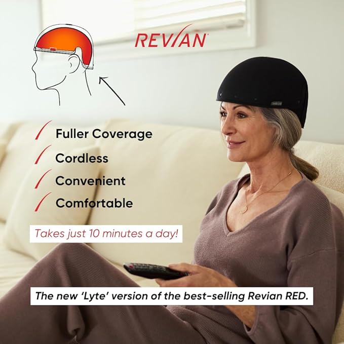 REVIAN Lyte Cap Hair Growth Device LED Wireless FDA Cleared Red Light Therapy Hair Loss Treatment for Men + Women Thinning Regrowth &amp Alopecia