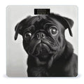 Cute Black Pug Dog Weight Scale Digital Electronic Scales Bathroom Scale Larg LCD Backlight Display High Precision MeasurementsTempered Glass
