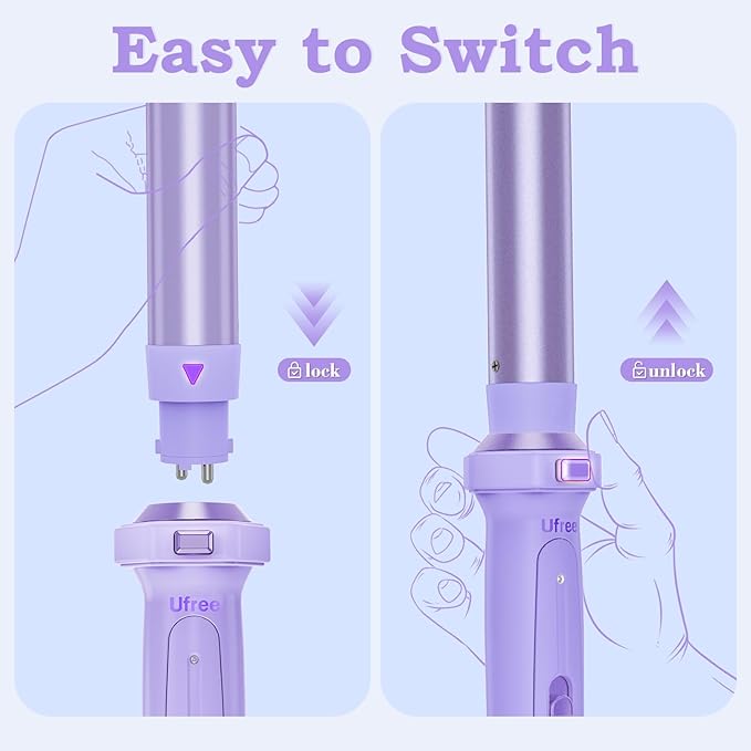 Birthday Gifts for Women Ufree 5 in 1 Curling Iron with Interchangeable Ceramic Barrels (0.35-1.25) Curling Wand Set with Flat Iron Hair Straightener Instant Heat Up Dual Voltage Hair Curler