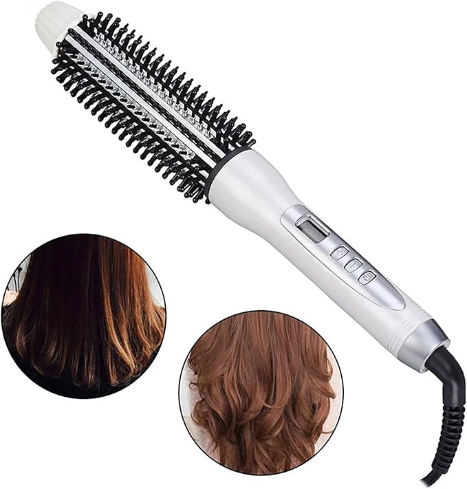 GeRRiT Professional Hair Curler Curling Iron Tourmaline Ceramic Hot Brush Hair Curling Brush Long Barrel Tourmaline Ceramic Dual Voltage Curling Brush Iron