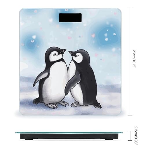 I Love Penguins Bathroom Scale Ultra-Bright Liquid Crystal Screen Weight Scale Accurate Bathroom Body Scales for Body Weight Bathroom Pet Home Bedroom Gift-Giving
