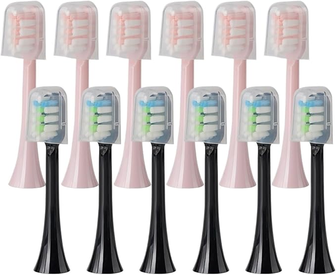 Replacement Brush Heads Compatible for SOOCAS X3U/X3Pro/X5/V1/D2/D3 6/12pcs Bristle Electric Toothbrush Sealed Packed(SHUSHI-PK6BK6)