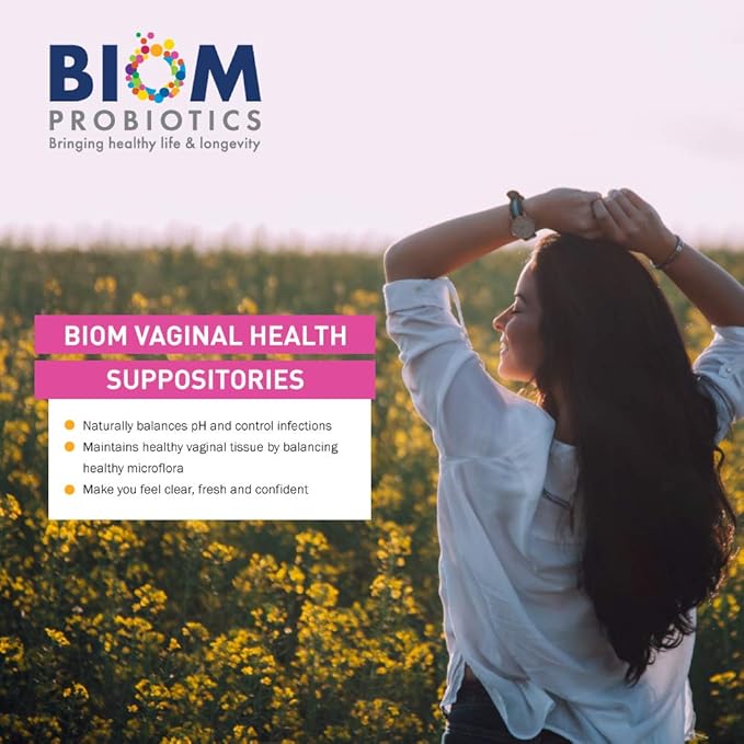 VagiBIOM® Feminine Care Suppositories – Intimate Moisturizing &amp Freshness Support - Lactobacillus + Prebiotics Formula 100% Vegan – No Parabens No preservatives (15 Count)