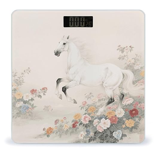 Elegant Horse Weight Scale Large Digital Bathroom Scales with Bright LED Display Non Slip Digital Scale and Step On Fashion Weighing Machine for Body