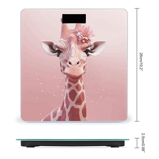 Pink Giraffe Bathroom Scale Large LCD Backlight Display Digital Scale Rounded Corners Body Scales Automatic Power On/Off Bathroom Scales for Home Bedrooms