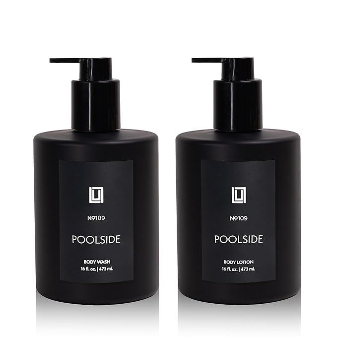 Lulu Candles Poolside Scent Revitalizing Body Wash &amp Nourishing Body Lotion 2-Piece Set Full Size - 16 Fl Oz.