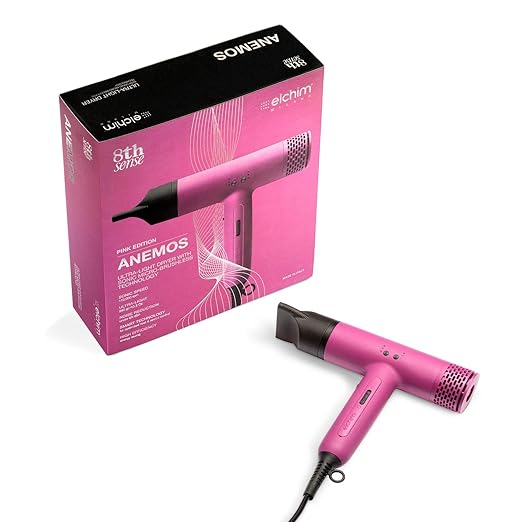 Elchim Anemos Hair Dryer - Ultra-Light Quiet Professional Micro-Brushless Digital Motor For All Hair Types