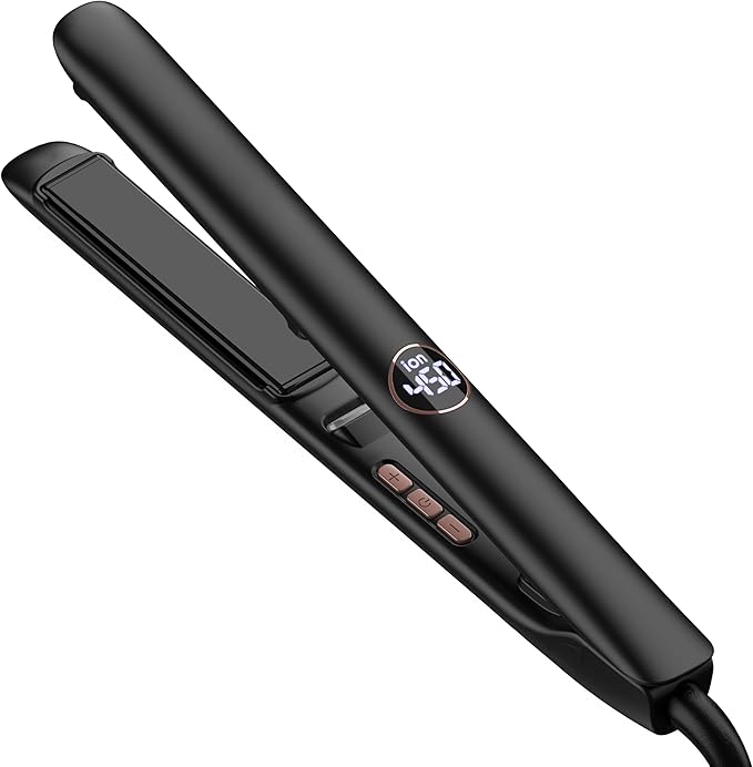 Hair Straightener 1 Inch Flat Iron Hair Straightener and Curler 2 in 1 Professional Ceramic Ionic Dual Voltage Flat Iron with Anti-Iron Silicone for Less Frizz Shinier &amp Smoother Hair