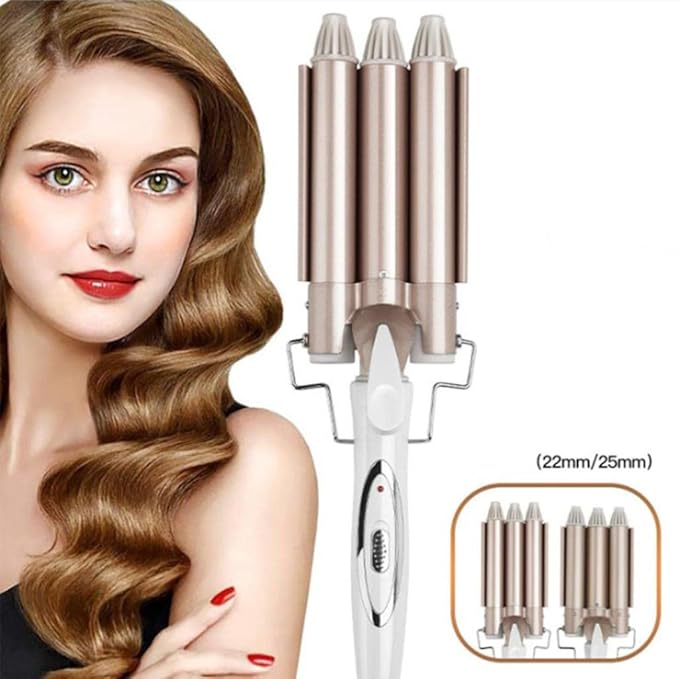 Professional Hair Curler with Adjustable Temperature and 3 Barrel Design 22mm