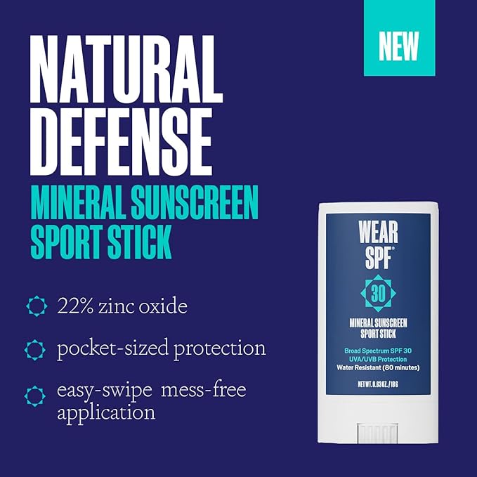 Mineral Sunscreen Sport Stick – Water-Resistant Easy-Swipe SPF 30 0.63 oz