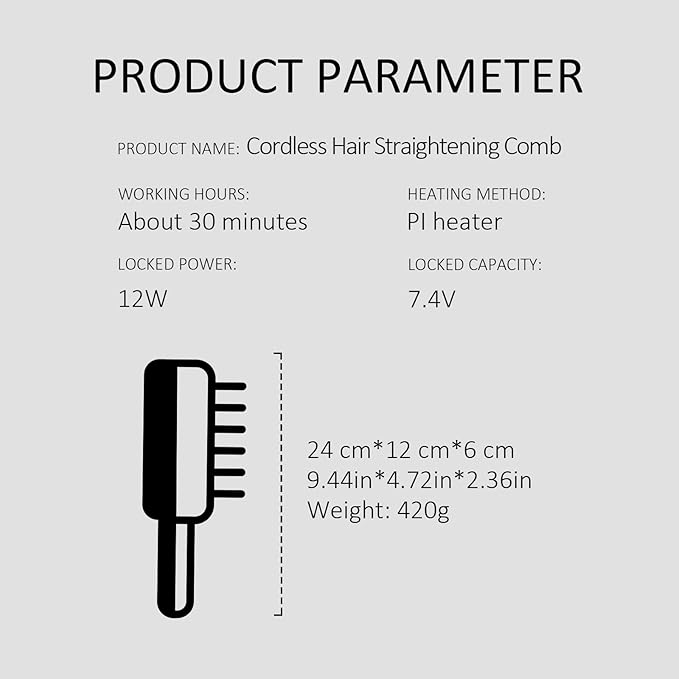 Hair Straightener Brush Comb Straightening Brush for Women with 4 Temps Fast Heating for Travel Teeth Design