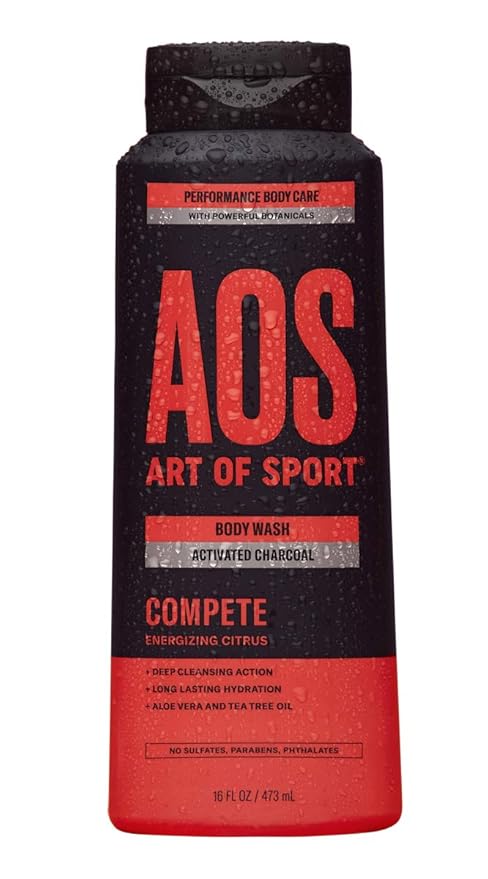 Art of Sport Men’s Body Wash Charcoal Activated Shower Soap Citrus Fragrance Made with Natural Botanicals Moisturizing Tea Tree Soap Made for Athletes Compete Scent 16 fl oz (Pack of 1)