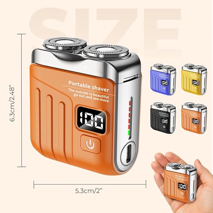 Portable Rotary Dual Ring Electric Shaver 2025 Upgrade Pocket Shaver USB Mini Shavers for Men Rechargeable Mini Dual-Head Electric Razor for Home Car Travel (A_ Orange)