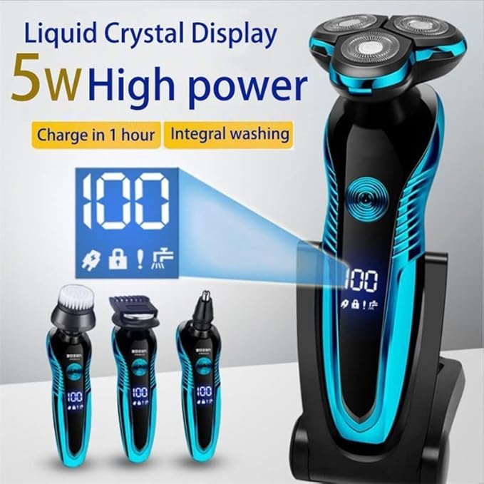 Head Shavers for Bald Men Electric Shaver Washable Rechargeable Electric Razor Shaving Machine for Men Beard Trimmer Wet-Dry Dual Use (Color : ZN3015-Blue 04)
