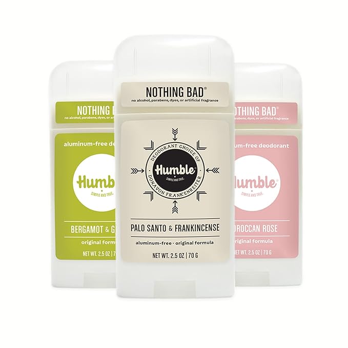 HUMBLE BRANDS Original Formula Aluminum-free Deodorant. Long Lasting Odor Control with Baking Soda and Essential Oils Zesty &amp Earthy 2.5 oz 3 Pack Combo