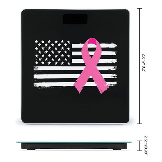 Women's Digital Bathroom Weighing Scale Automatic Switch Energy Saving Scale Smart Scale for Body Weight Breast Cancer Awareness Pink Ribbon American Flag