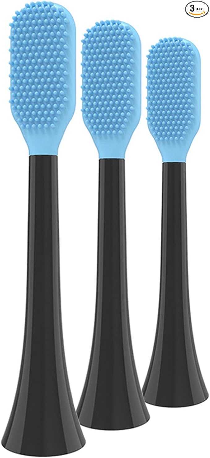 Tongue Scraper Heads for Philips Sonicare Click-On Handles – Gentle &amp Effective Tongue Cleaner Fresh Breath 3 Pack Replacement Brush Heads (Black Click-On Handles)