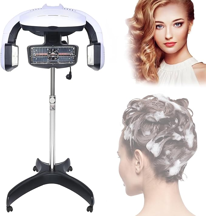 Hair Salon Color Processor Dryer for Barber Shops Spa Beauty and DIY Homes Adjustable Height Temperature &amp Time with 5 Heating Discs and LCD Panel