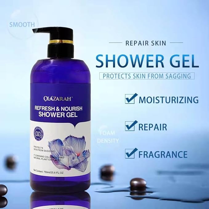 Collagen-Infused Refresh &amp Nourish Shower Gel w/Lavender and Natural Plant Extracts for Cleansing &amp Firming Paraben and Dye-Free (Lot of 3)