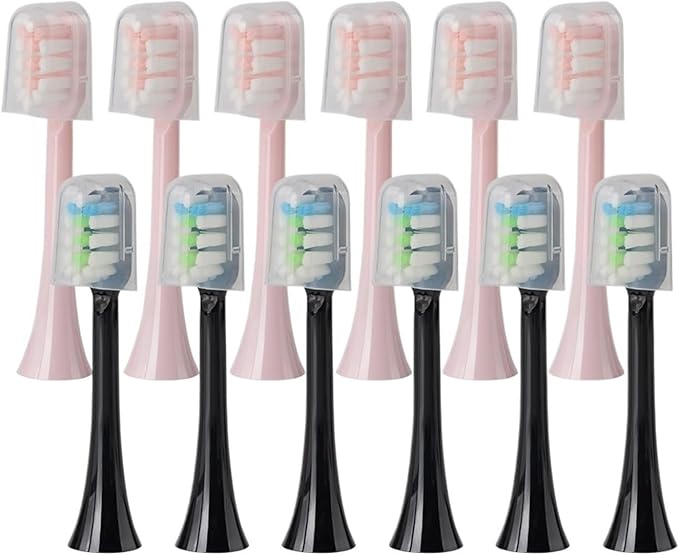12pcs Replacement Brush HeadsCompatible for SOOCAS X3U/X3Pro/X5/V1/D2/D3 Bristle Electric Toothbrush Sealed Packed(SHUSHI-PK6BK6)