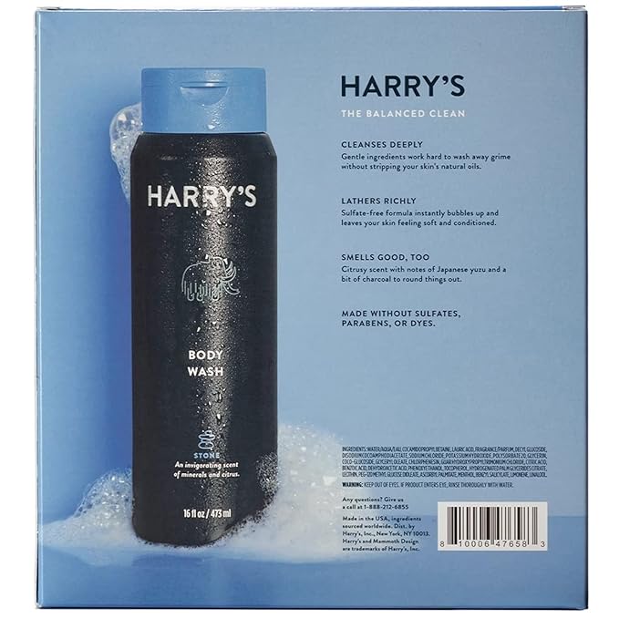 Harry�s Men�s Body Wash Stone Scent 16 Fluid Ounce (Pack of 3)