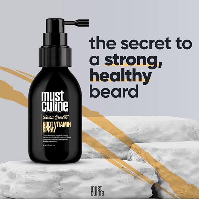 Masculine Beard Growth Vitamin Spray for Fuller Stronger Longer and Bushier Beards (2 Pack)