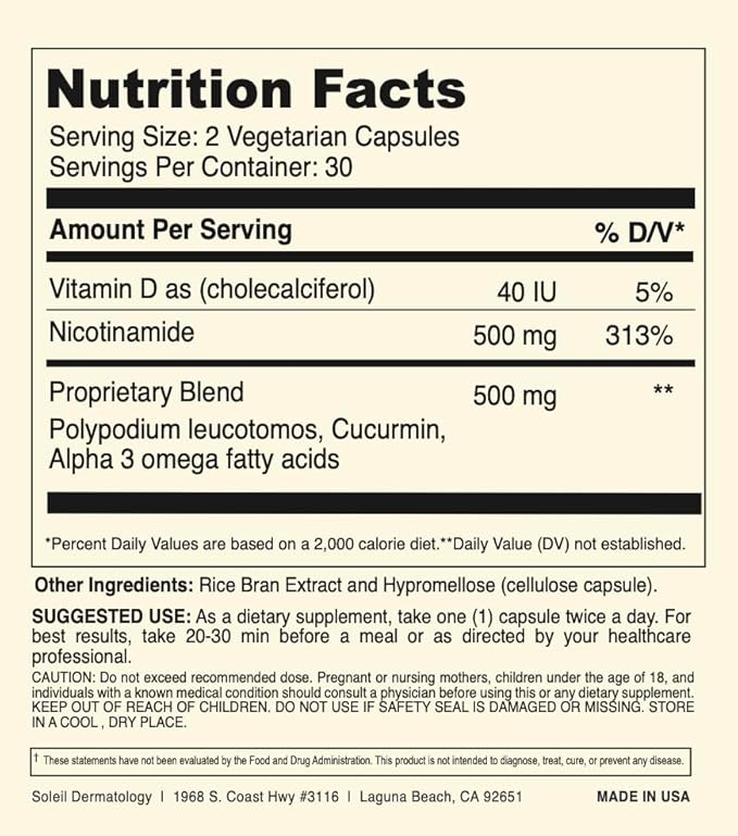 Ombré Sun Protection Supplement - (60 Count) - Shields Against UV Damage Prevents Hyperpigmentation Enhances Skin Resilience Supports DNA Repair