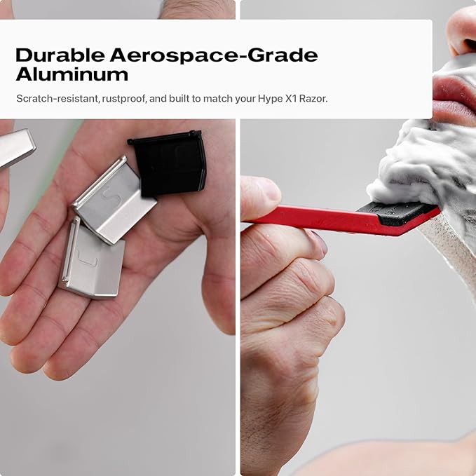 HYPE X1 Safety Razor Shave Settings - Sensitive (S) &amp Ultra-Close (UC) Settings Durable Aerospace-Grade Aluminum Magnetic snap-on design Compatible with HYPE X1 Safety Razor for Men &amp Women