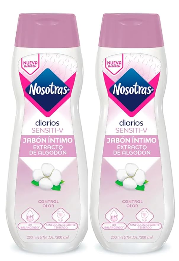 Nosotras Feminine Wash Kit Intimate Soap Sensiti-V | Pack x2 Jabon Intimo Sensiti-V Extracto de Algodon Colombia x2(6.76oz - 200ml)