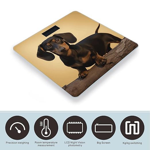 A Cute Dachshund Bathroom Scale Ultra-Bright Liquid Crystal Screen Weight Scale Accurate Bathroom Body Scales for Body Weight Bathroom Pet Home Bedroom Gift-Giving