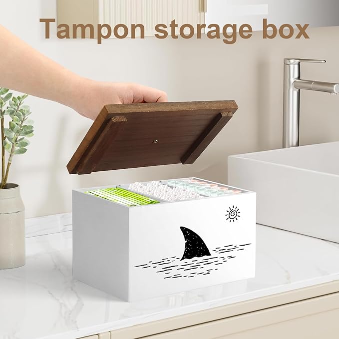 Tampon Holder for BathroomWhite Feminine Product OrganizerGirl Stuff Box for BathroomPad and Tampon Organizer for BathroomPad Holder for BathroomShark Week Bathroom OrganizerBathroom Accessories