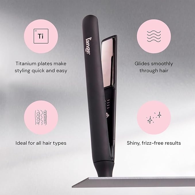 L'ANGE HAIR Straight Forward Titanium Flat Iron – 1” Floating Plates | Dual Voltage | 360° Swivel Cord | Auto Shut-Off | Safety Cool Tips | Ideal for Straightening Curling and Waving (Black)