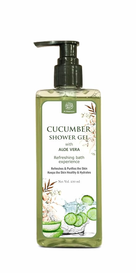 Cucumber Shower Gel with Aloe Vera 250ml / Refreshing Bath Experience for Clean Hydrated Skin/Pack of 1