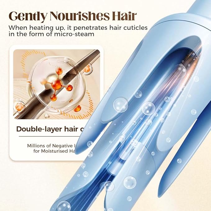 Fully Automatic Lazy Curling Stick2026 New Electric Rotary Curler32mm Rotating Curling Iron with 3 TemperaturesFast Heating Curler Tongs Anti-Scald Hair Wand Gift for Long Hair (Purple)