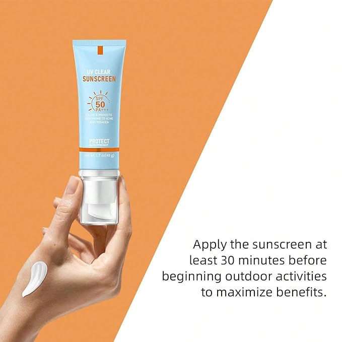 Hydrating Clear Face Sunscreen SPF 50 – Non-Sticky Sun Essence with Broad Spectrum UVA/UVB Protection Travel Size 50ml (1.7oz)