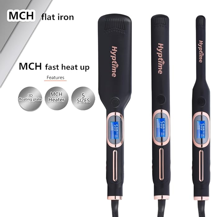 Titanium Flat Iron Straightener Digital Display to Accurately Control Temperature 1 Inch for Thick &amp Curly Hairs Professional Dual Voltage 500°F Fast Heating for Black Hair Friendly
