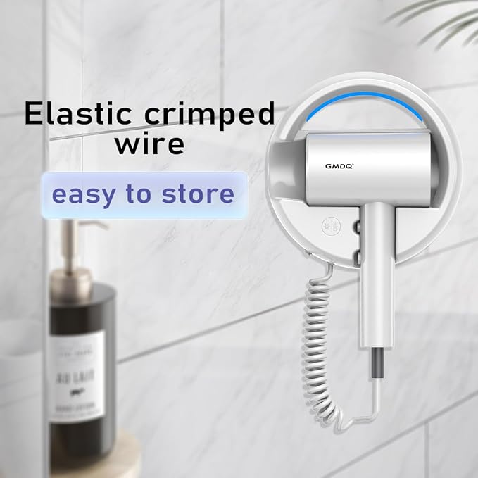 Hotel Wall Mount Hair Dryer for Bathroom with Night Light 110V Quiet Overheat Protection Negative Ion Technology