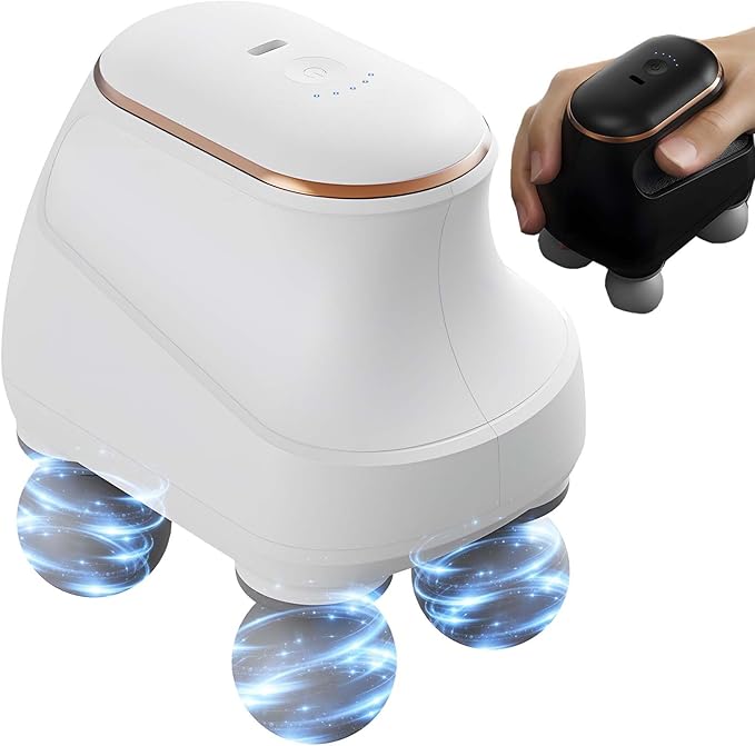 2025 New 4-Head Deep Tissue Electric Percussion Massager for Muscle Relaxation - 5 Adjustable Levels Rechargeable Vibration Massage Device for Neck Back Shoulder Leg (White)