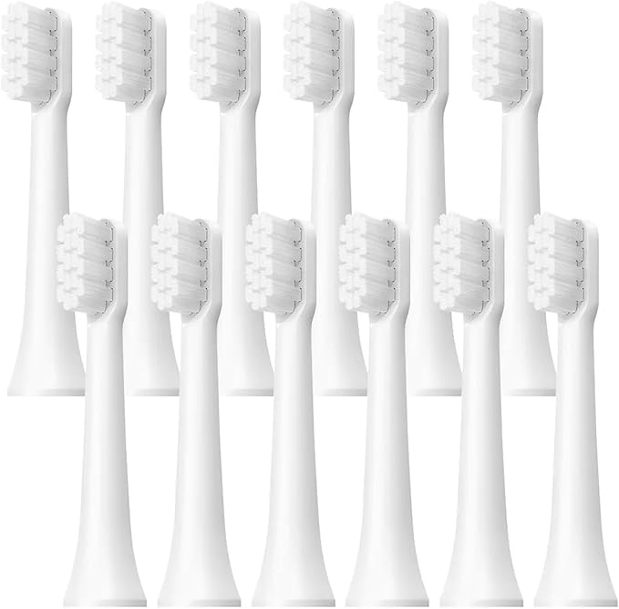 6/12Pcs Replacement Brush Heads Compatible for T100 Mes603 Electric Toothbrush Vacuum Soft Bristle Suitable Nozzles(T100-WH-12PCS)