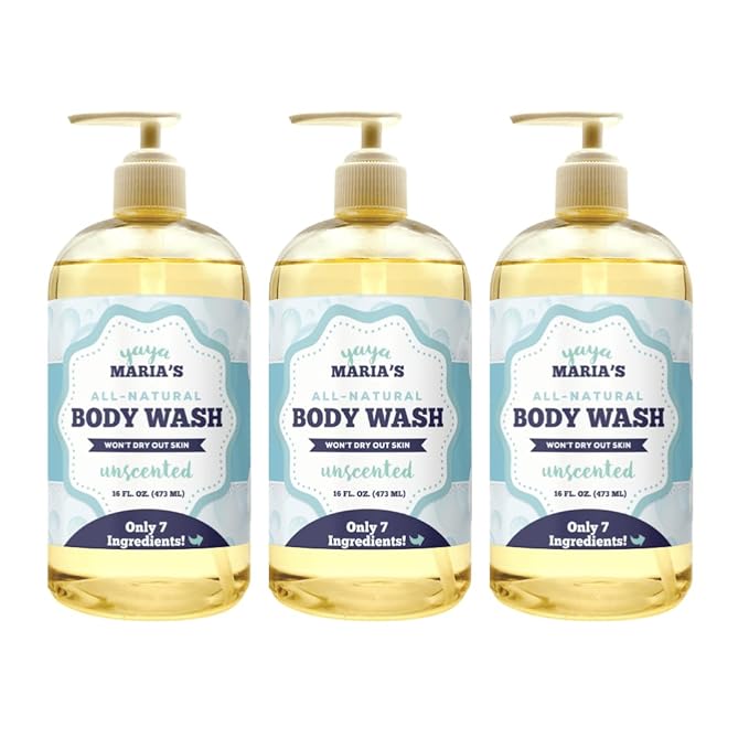 Yaya Maria's Natural Body Wash Only 5 Ingredients 100% Nontoxic Keeps Skin Soft Cruelty-Free (Unscented)