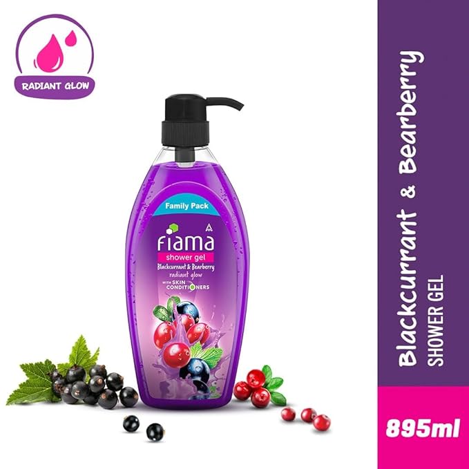 Fi/ama Body Wash Shower Gel Blackcurrant &amp Bearberry 895 ml Family Pack Body Wash for Women &amp Men with Skin Conditioners for Radiant Glow Suitable for All Skin Types