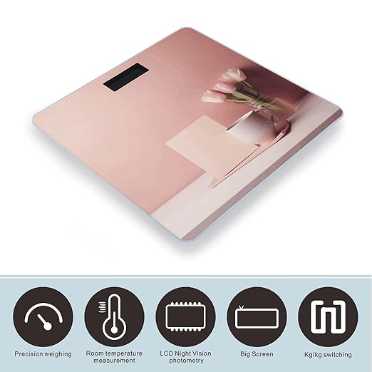 Peach Table Bathroom ScaleHighly Accurate Digital Weighing Machine for People Bright LED Display Weight Scale for The Aldult Home Use