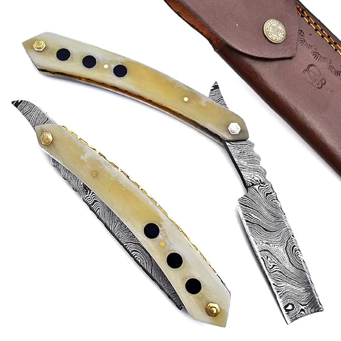 R-79 Custom Hand Made Damascus Steel Straight razor Folding Razor With Shaving Ready Classic Barber Blade Edge
