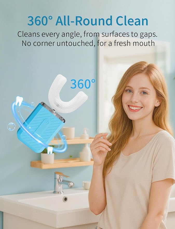 U-Shaped Electric Toothbrush 4 Modes 60-Second Clean Magnetic Contact Charging Travel-Friendly